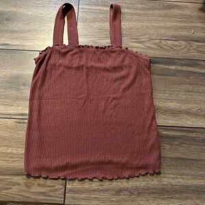 American Eagle Outfitters Ribbed Maroon Tank Top